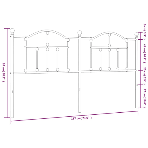 vidaXL Cabeceira de cama 180 cm metal branco vidaXL Cabeceira de cama 180 cm metal branco