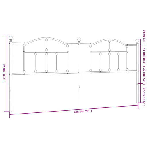 vidaXL Cabeceira de cama 193 cm metal preto