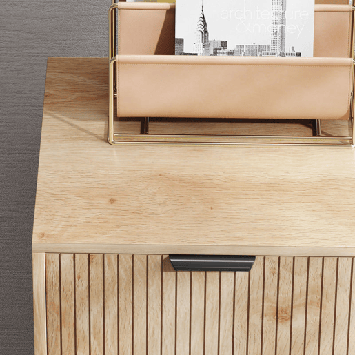 HOMCOM Aparador de Sala de Estar Aparador com Prateleira Ajustável 2 Portas Sistema Anti-Tombo e Pés de Madeira de Pinho para Sala de Jantar Corredor 78x40x77,5 cm Carvalho