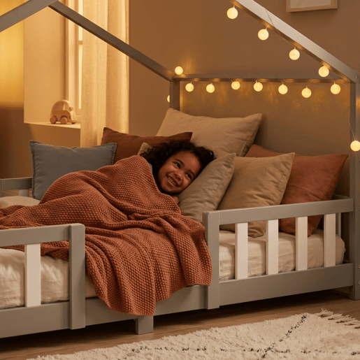 Cama de criança Treviolo em forma de casa pinho 140x200 cm - Cinzento claro en.casa Cama de criança Treviolo em forma de casa pinho 140x200 cm - Cinzento claro en.casa