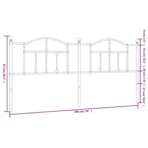 vidaXL Cabeceira de cama 193 cm metal branco vidaXL Cabeceira de cama 193 cm metal branco