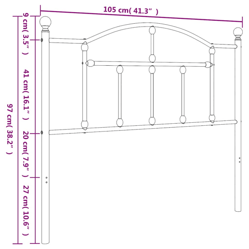 vidaXL Cabeceira de cama 100 cm metal branco vidaXL Cabeceira de cama 100 cm metal branco