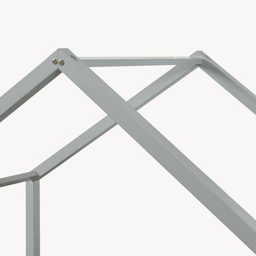 Cama de criança Treviolo forma de casa pinho + colchão 140x200 cm - Cinzento claro en.casa