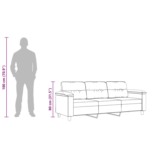 vidaXL Sofá de 3 lugares 180 cm tecido de microfibra creme vidaXL Sofá de 3 lugares 180 cm tecido de microfibra creme