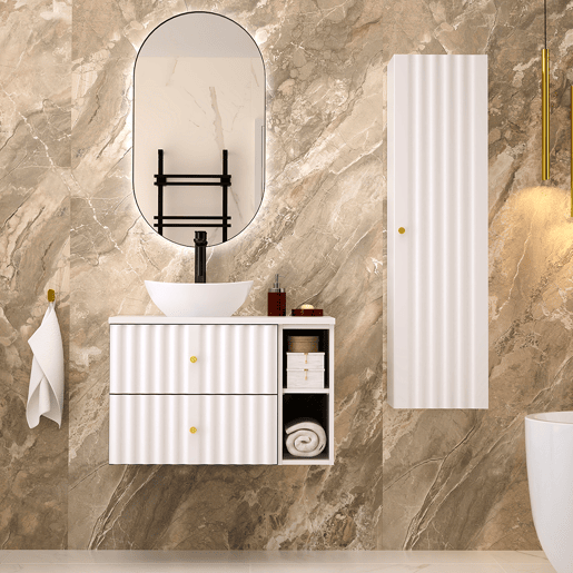 Móvel sous-lavatório 80cm 2 nichos bancada Izae Branco
