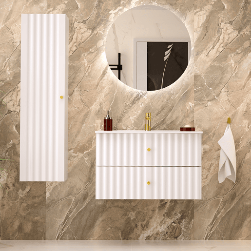 Móvel lavatório individual embutido 80cm Izae Branco