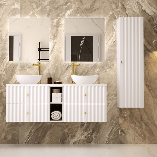 Móvel sous-lavatório 140cm 2 nichos bancada Izae Branco