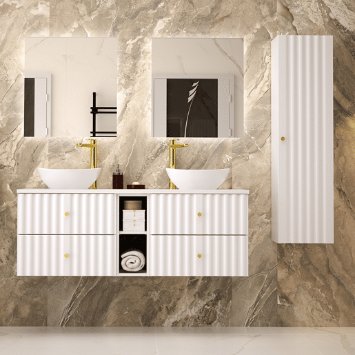 Móvel lavatório duplo 140cm 2 nichos Izae Branco