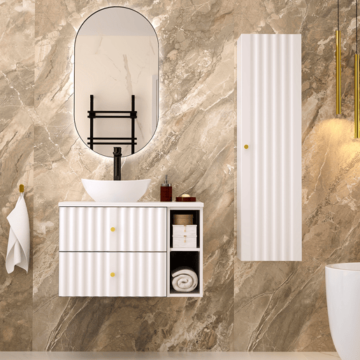Móvel lavatório individual 80cm 2 nichos Izae Branco