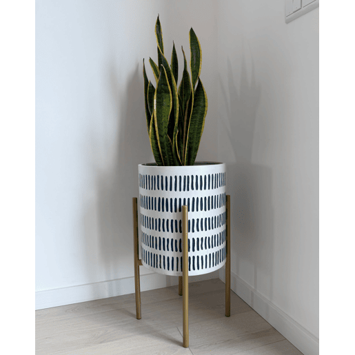 Vaso alto para plantas NEMOROSA Metal 31 cm Branco