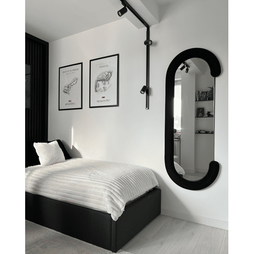 Espelho LOCHES 54 cm 158 cm Veludo Preto