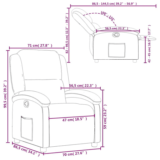 vidaXL Poltrona reclinável couro genuíno cor creme vidaXL Poltrona reclinável couro genuíno cor creme
