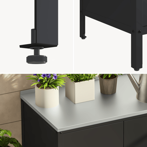 Armário de exterior Bolognano com prateleira e 2 portas de aço 92 x 80 x 50 cm - Prata e Preto casa.pro