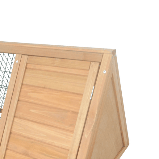 PawHut Coelheira de Madeira 116x62,2x52,5 cm Gaiola para Coelhos em Forma Triangular com Portas e Grade Metálica Madeira