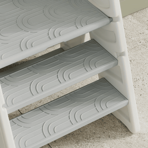 AIYAPLAY Banco para Crianças Dobrável Torre de Aprendizagem Escada para Crianças de 18-60 Meses Antiderrapante para Casa de Banho Cozinha Dormitório 46,5x47x61,5 cm Cinza e Branco