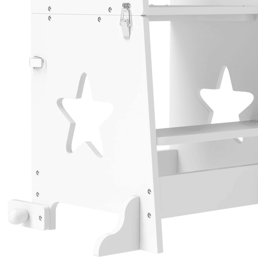 AIYAPLAY Torre de Aprendizagem 2 em 1 Torre de Aprendizagem para Crianças acima de 3 Anos Convertível em Mesa e Cadeira com Barreira de Segurança 60x44,5x86 cm Branco