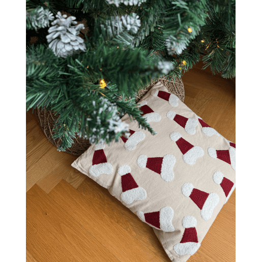 Conjunto de 2 almofadas decorativas SUGARPLUM Algodão 45 x 45 cm Creme claro Padrão natalicio