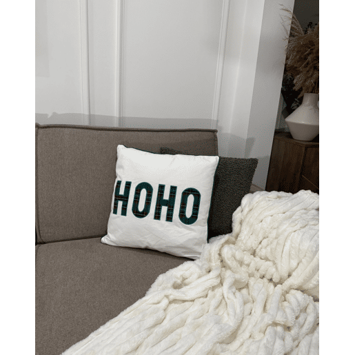 Conjunto de 2 almofadas decorativas JOYCANDY Algodão 45 x 45 cm Branco Padrão natalicio