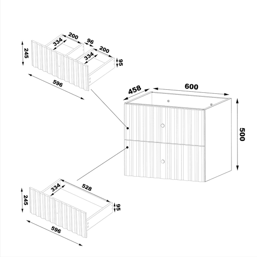 Conjunto móvel lavatório simples 60cm coluna Izae Caxemira