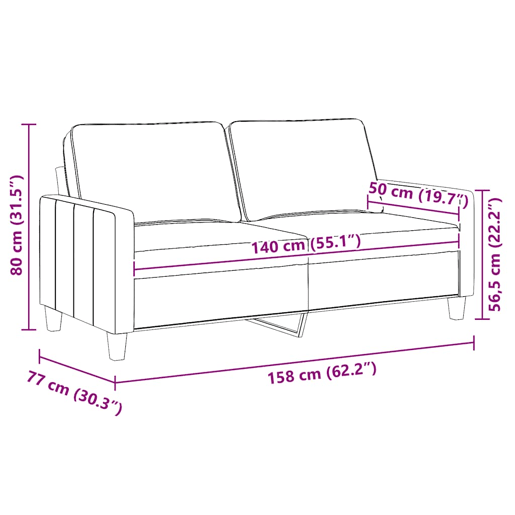 vidaXL Sofá de 2 lugares tecido 140 cm cor creme vidaXL Sofá de 2 lugares tecido 140 cm cor creme