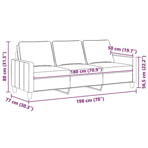 vidaXL Sofá de 3 lugares 180 cm tecido cinza-claro