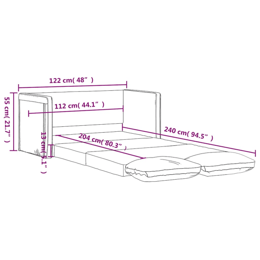 vidaXL Sofá-cama sem pés 122x204x55 cm veludo cinzento-claro vidaXL Sofá-cama sem pés 122x204x55 cm veludo cinzento-claro