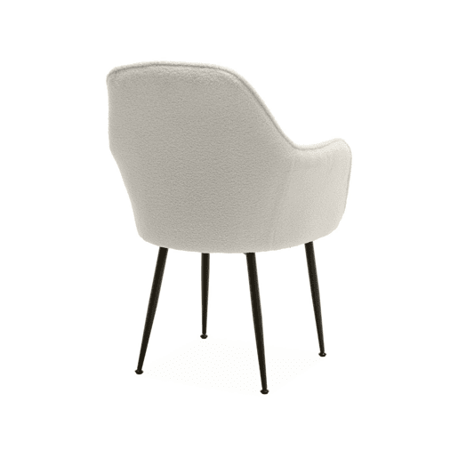 Cadeirão boucle com pernas de metal, set de 4, Shella boucle, Boucle branco, 57x59x84.5 cm