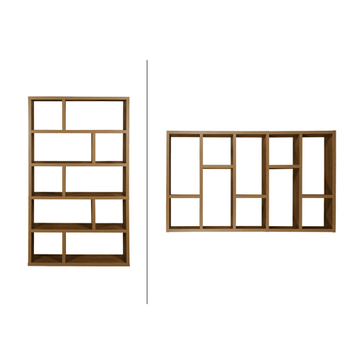 Estante assimétrica de 5 níveis com 10 compartimentos, Basiks, Manguier, 111.2x39x190 cm Estante assimétrica de 5 níveis com 10 compartimentos, Basiks, Manguier, 111.2x39x190 cm