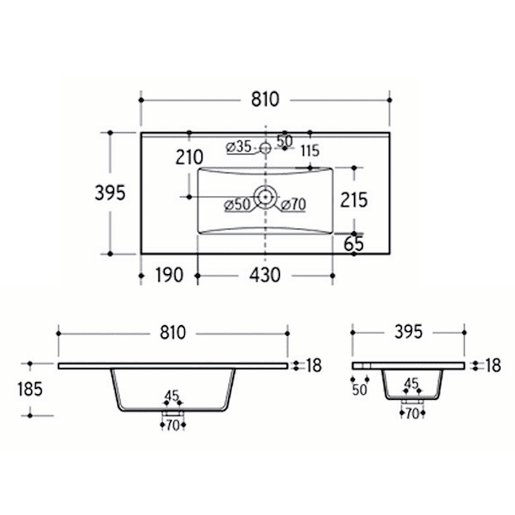 Conjunto móvel lavatório individual embutido 80cm 2 gavetas e coluna Manoa Caxemira e Madeira