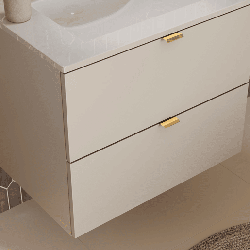 Móvel de casa de banho individual Azel Cachemire com lavatório e pedestal de 60 cm