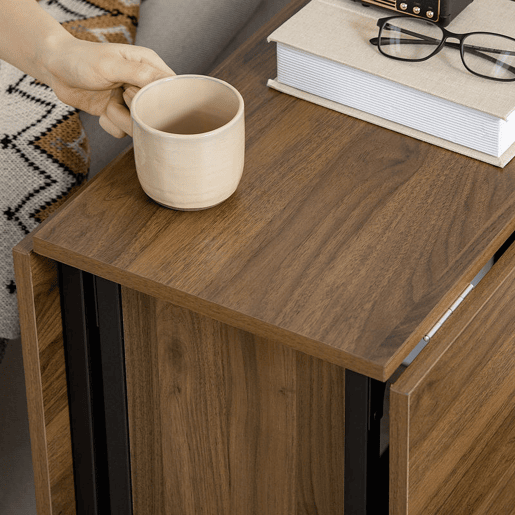 HOMOM Mesa de Cozinha Dobrável Mesa de Refeição Dobrável com Rodas Laterais Abatíveis e Prateleira Mesa Dobrável para Sala de Jantar 130x80x74 cm Marrom