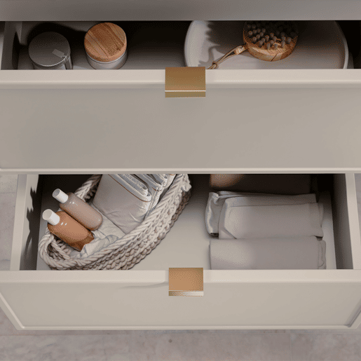 Conjunto móvel lavatório simples encastrado 80cm e coluna Alba Caxemira