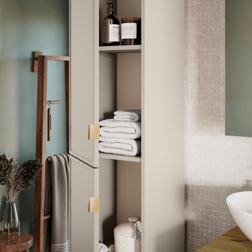 Conjunto móvel lavatório simples encastrado 80cm e coluna Alba Caxemira Conjunto móvel lavatório simples encastrado 80cm e coluna Alba Caxemira