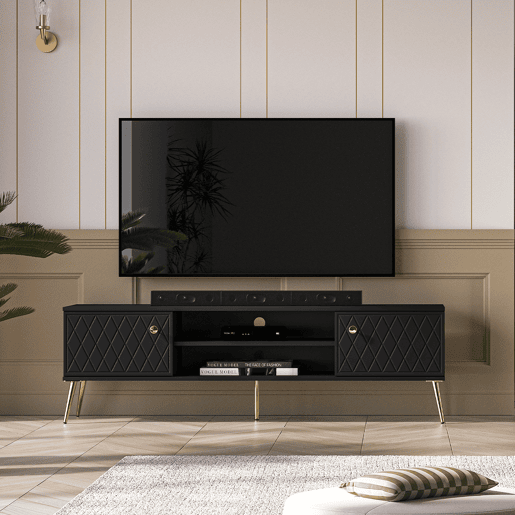 Suporte TV 2 portas 160 cm Manoé Preto