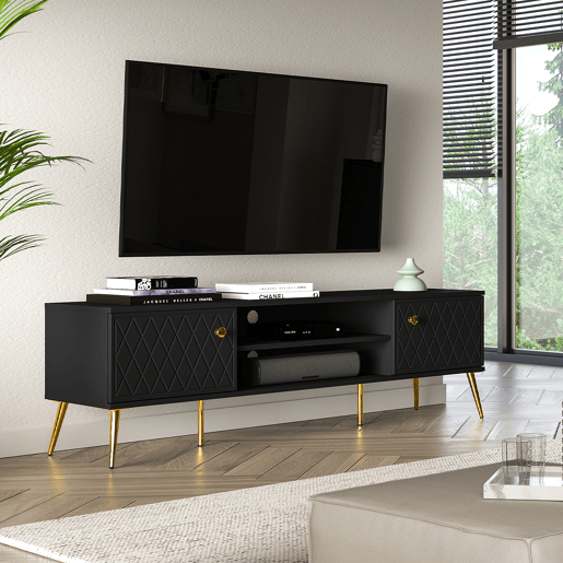 Suporte TV 2 portas 160 cm Manoé Preto