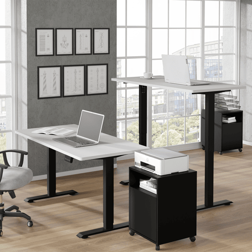 Secretária eléctrica 140 cm Ergo Branco e Preto