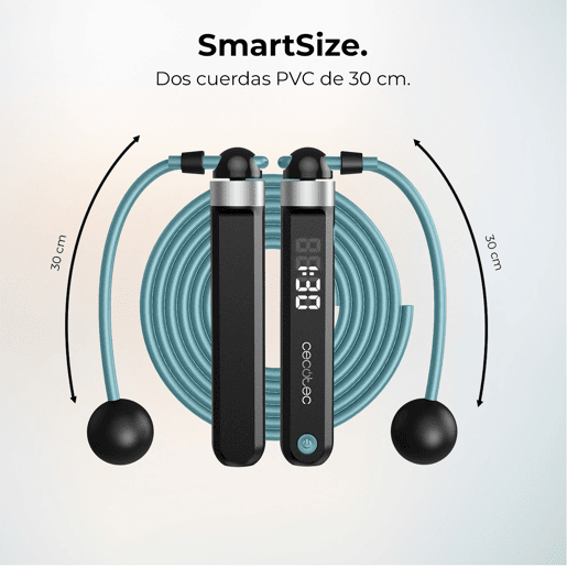 Cecotec Corda de saltar inteligente, compacta e ajustável para saltar em espaços apertados com app e contador. 30 cm vs 3 m. Ecrã LED. Cecotec Corda de saltar inteligente, compacta e ajustável para saltar em espaços apertados com app e contador. 30 cm vs 3 m. Ecrã LED.