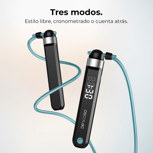 Cecotec Corda de saltar inteligente, compacta e ajustável para saltar em espaços apertados com app e contador. 30 cm vs 3 m. Ecrã LED. Cecotec Corda de saltar inteligente, compacta e ajustável para saltar em espaços apertados com app e contador. 30 cm vs 3 m. Ecrã LED.