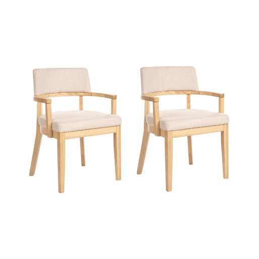 Conjunto de 2 cadeiras de jantar DALBO Bouclé Castanho claro