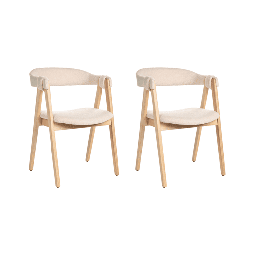 Conjunto de 2 cadeiras de jantar DAY Bouclé Castanho claro