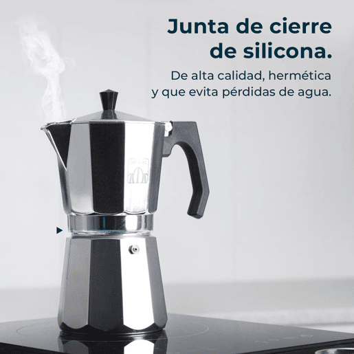 Cecotec Cafeteira italiana de alumínio com capacidade para 3 chávenas de café, fácil de limpar e apta para todo o tipo de fogões.