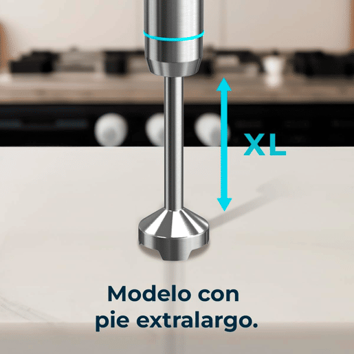 Cecotec Varinha mágica de 1100 W, tecnologia CrossBlades com lâminas de 4 folhas, revestimento de titânio preto, pé XL extracomprido, proteção antissalpicos e seletor de velocidade com função Pulse. Inclui copo de 800 ml com tampa.
