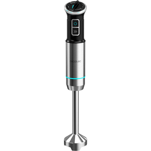 Cecotec Varinha mágica de 1100 W, tecnologia CrossBlades com lâminas de 4 folhas, revestimento de titânio preto, pé XL extracomprido, proteção antissalpicos e seletor de velocidade com função Pulse. Inclui copo de 800 ml com tampa.