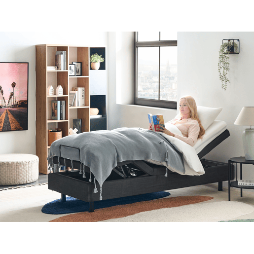 Cama ajustável sem cabeceira Tecido DUKE 80 x 200 cm Cinzento escuro