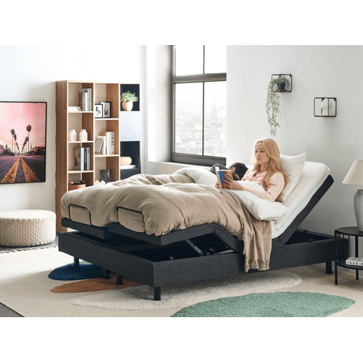 Cama ajustável sem cabeceira Tecido DUKE 160 x 200 cm Cinzento escuro
