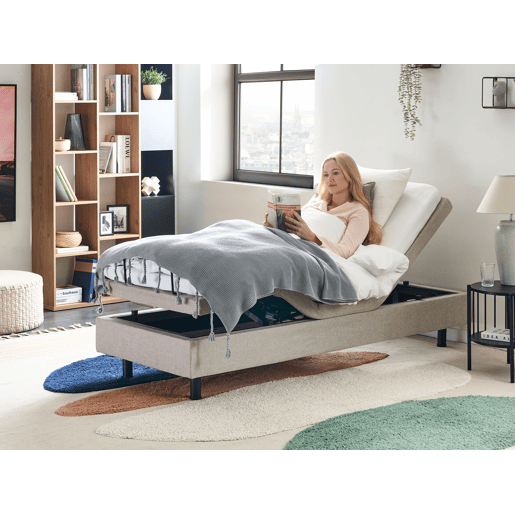 Cama ajustável sem cabeceira Tecido DUKE 80 x 200 cm Creme