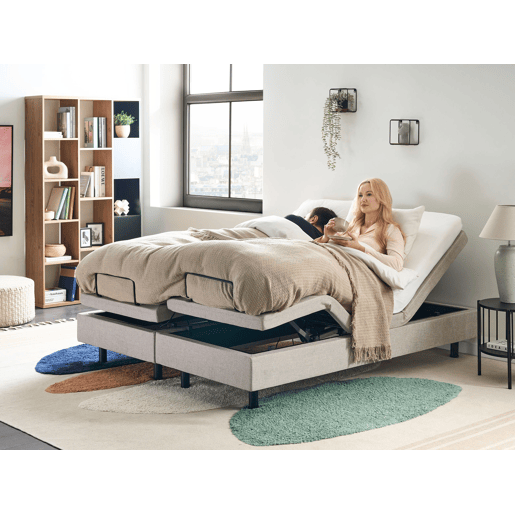 Cama ajustável sem cabeceira Tecido DUKE 160 x 200 cm Creme