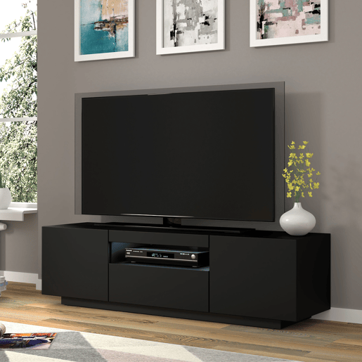 Móvel de parede para TV LED Aurus Preto com 3 portas 150 cm
