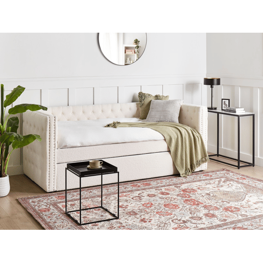 Cama gavetão Bouclé GASSIN 90 x 200 cm Branco creme