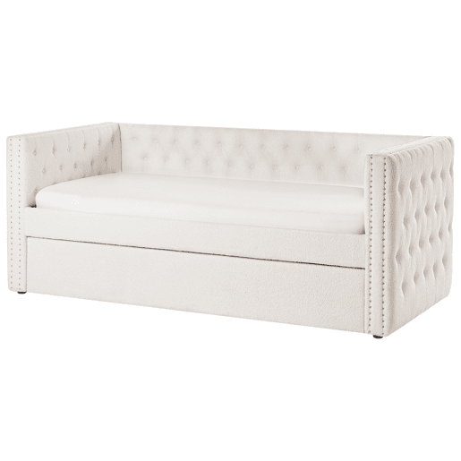 Cama gavetão Bouclé GASSIN 90 x 200 cm Branco creme
